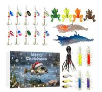 Aftelkalender voorvissen, 24 dagen kerstadvent aftellen | Fishing Lure Tackle Kit - voorpapa vriendje tieners mannen Fisherman Stream Lake River forel bas zoetwater zoutwater