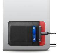Afterplug Custodia a 2 Tasche per SSD e Hard Disk per Laptop, Adesivo 3M | Tasca elastica per SSD portatili | 13 x 8,5 cm | Scomparto separato per cavi | Cinghia di sicurezza integrata