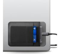 Afterplug Custodia a 2 Tasche per SSD e Hard Disk per Laptop, Adesivo 3M | Tasca elastica per SSD portatili | 13 x 8,5 cm | Scomparto separato per cavi | Cinghia di sicurezza integrata