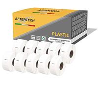Aftertech 10x 11352P 25x54mm Rotoli di Etichette PLASTICHE IMPERMEABILI adesive compatibili (500 Etichette/rotolo = 5000 totali) per etichettatrici stampanti Dymo LabelWriter 10x11352PLA