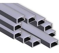 AFTERTECH 10x 2metri (20M) 1708N 17x8mm PROFILO ALLUMINIO NERO PER STRISCE STRIP LED BARRA RIGIDA 2m 2MT + COPERTURA (10x 2metri 1708nero fog)