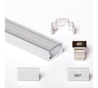 AFTERTECH 1x 2metri 1207 12x7mm Profilo Alluminio SILVER Minimal Per Strisce Strip LED Barra Rigida INTERA 2MT + Copertura TRASPARENTE (1x 2metri 1207 clear)