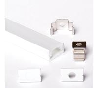 AFTERTECH 1x 2metri 1207B 12x7mm Profilo Alluminio BIANCO Minimal Per Strisce Strip LED Barra Rigida INTERA 2MT + Copertura OPACA (1x 2metri 1207bianco fog)