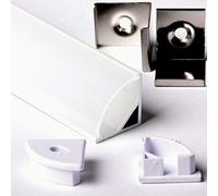 AFTERTECH 1x 2metri 1616B 16x16mm PROFILO ALLUMINIO ANGOLARE BIANCO PER STRISCE STRIP LED BARRA RIGIDA 2m 2MT + COVER (1x 2metri 1616bianco fog)