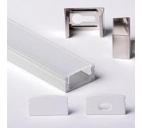 AFTERTECH 1x 2metri 1708 17x8mm Profilo Alluminio Per Strisce Strip LED Barra Rigida 2m 2MT + Copertura OPACA (1x 2metri 1708 fog)