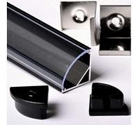 AFTERTECH 1x 3metri 1616N 16x16mm PROFILO ALLUMINIO ANGOLARE NERO PER STRISCE STRIP LED BARRA RIGIDA 3MT + COPERTURA (1x 3metri 1616nero clear)