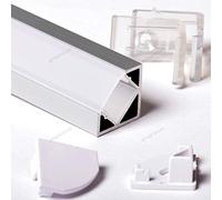 Aftertech® 3metri 1919F 19x19mm PROFILO ALLUMINIO ANGOLARE PER STRISCE STRIP LED BARRA RIGIDA + COVER OPACA