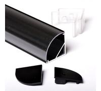 AFTERTECH 3metri 3030N 30x30 PROFILO ALLUMINIO ANGOLARE GRANDE ANODIZZATO NERO PER STRISCE STRIP LED BARRA RIGIDA 3mt CON COPERTURA TRASPARENTE (1x 3metri 3030nero clear)