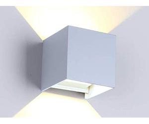 Aftertech® CUBO 10x10 MODERNA APPLIQUE DA PARETE LAMPADA A LED LUCE DIRETTA 10W SOPRA E SOTTO (Bianco Caldo 3000K - 3200K E6B1)