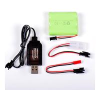 AFTERTECH PACCO BATTERIA Ni-MH 3,6v 2400mAh 52x44x15mm CON CAVO DI RICARICA USB E CONNETTORE SPINA SM 2P KET JST E3E1