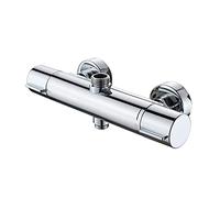 AFUDER Miscelatore Termostatico Doccia 38℃ Nero Vasca da Bagno Doccia Termostato inferiore G 1/2 "Top 3/4" BSP Rubinetto Doccia a due Uscite Rubinetto doccia in Ottone Cromato