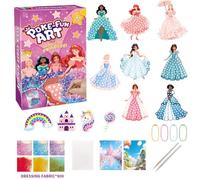 Afufu Kit Lavoretti Creativi Poke Art 12PCS per Bambini 3 4 5 6 7 8 9+ Anni, 8 Principesse 800 Tessuti Colorati 2 Penne, DIY Artigianali Craft Attività Manuali Bambine Giocattolo Educativo Ragazza