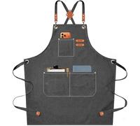 AFUN Grembiule da cucina per uomini e donne, con tasche grandi, grembiule da lavoro in cotone e lino, con schiena incrociata, resistente, regolabile, taglia M-XXL