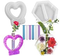 AFUNTA - 2 stampi in silicone per vaso, a forma di cuore, in resina epossidica, con 6 tubi, per propagazione delle piante, idroponica, conservazione dei fiori