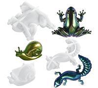 AFUNTA - 3 stampi in silicone a forma di animale, in resina epossidica, realistici, a forma di rana, lucertola, lumache, forme in silicone, per parete, scrivania, armadi