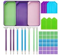 AFUNTA 52 accessori colorati per quadri con diamanti, kit di strumenti per la pittura con diamanti, 9 penne per pittura con diamanti, 13 vassoi per diamanti di diverse dimensioni, 30 cera artistica