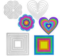 AFUNTA Fustelle rettangolari in metallo a forma di cuore, 3 set per la creazione di biglietti, fustelle a forma di fiore e cuore, artigianato fai da te e album di ritagli