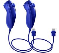 AFUNTA Nunchuck Controller per Wii U, 2 Pacchetti di Ricambio per Wii U Video Game - Blu Scuro