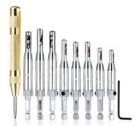 AFUNTA Set di punte centrali da trapano 8 pezzi con punzone centrale automatico, cerniera autocentrante per anima Puncher Tools per cabinet 5/64 '' 7/64 '' 9/64 '' 11/64 '' 13/64 '' 5mm 1/4 ' '