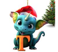 Afurl Decorazione natalizia con drago per albero di Natale, decorazione natalizia con lettere acriliche 2D, decorazione per albero di Natale, decorazione carina per la casa delle vacanze di Natale