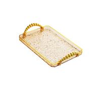 AFXGUSD Elegante Vassoio Da Portata per La Cucina E Soluzioni di Stoccaggio per La Casa, Bordo oro ambrato