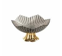 AFXGUSD Piatto da Portata Industriale Floreale con Texture a Striature Realizzata in PET Alimentare Base Stabile E Moderna Adatta per Servizio Salotto, Grigio, Fiore Dorato