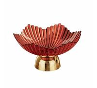 AFXGUSD Piatto da Portata Industriale Floreale con Texture a Striature Realizzata in PET Alimentare Base Stabile E Moderna Adatta per Servizio Salotto, Rosso, Oro+Tondo