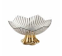 AFXGUSD Piatto da Portata Industriale Floreale con Texture a Striature Realizzata in PET Alimentare Base Stabile E Moderna Adatta per Servizio Salotto, Bianco, Fiore Dorato