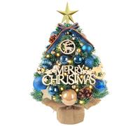 AFXXE Albero di Natale Piccolo,45cm Mini Alberello Natale con Soprammobile E Luci LED Incorporate,Moderni Artificiali Christmas Tree Addobbato,Alberi Natale gia Illuminato usato per Tavolo
