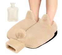AFXXE Scaldapiedi Non Elettrico, 2 in 1 Scalda Piedi Per Donne e Uomini, 36x30cm Riscalda Piedi Per l'inverno, 2L Pantofole Riscaldanti Lavabile,Weich und Warm Pantofole Riscaldate (Beige)