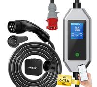 AFYEEV Cavo di ricarica tipo 2, 11 kW, 7 m, 6 - 16 A, 3 fasi, stazione di ricarica mobile con spina CEE e funzione di connessione APP, ricarica ritardata per 1 - 15 ore