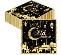 AFYHH Decorazioni Ramadan Tovaglioli Eid Mubarak - 40 pezzi Decorazioni per feste Eid Mubarak 33x33 cm Decorazioni per la tavola Ramadan Tovaglioli di carta usa e getta Stoviglie per feste Eid Mubarak