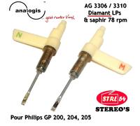 Ag 3306 3310 Puntina Diamante Lps + Zaffiro 78 Tr Philips GP200 GP204 GP205