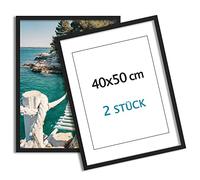 ag.art deco Cornice 40x50 cm per Quadri | Set di 2 Nero Cornici per Poster 40x50cm | Cornice da Parete | Cornice Robusta di Legno per Camera da Letto o il Soggiorno