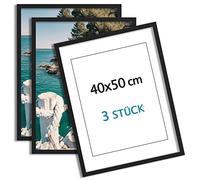ag.art deco Cornice 40x50 cm per Quadri | Set di 3 Nero Cornici per Poster 40x50cm | Cornice da Parete | Cornice Robusta di Legno per Camera da Letto o il Soggiorno