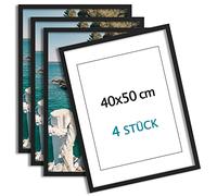 ag.art deco Cornice 40x50 cm per Quadri | Set di 4 Nero Cornici per Poster 40x50cm | Cornice da Parete | Cornice Robusta di Legno per Camera da Letto o il Soggiorno