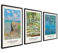 ag.art deco Set di 3 Quadri Moderni 40x50cm Cornice Nera Legno MDF Robusto | Set Claude Monet, Decorazione da Parete, per Soggiorno e Camera da Letto, Design Moderno, Vetro Protettivo, Soggiorno