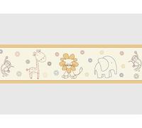 AG Design Bordura Adesiva Fiaba Beige, AWBD 8052 | Impermeabile e Decorativa per Cameretta Bambini per Bambina e Bambino | Pellicola Multicolore | Larghezza 500 x Altezza 13,8 cm