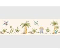 AG Design Bordura Adesiva Piccolo T-rex e Amici Beige, AWBD 8514 | Impermeabile e Decorativa per Cameretta Bambini per Bambina e Bambino | Pellicola Multicolore | Larghezza 500 x Altezza 13,8 cm