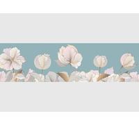 AG Design Bordura Autoadesiva Fiori Ciano, AWB 8262 | Decorazione Impermeabile per Pareti, Mobili, Carte da Parati, Rivestimenti Murali, Pellicola | Larghezza 500 cm x Altezza 13,8 cm