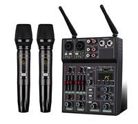 AGAATI DJ Controller Mixer Set AX2 Mixer DJ a 4 canali/Mixer Audio Professionale con Microfono Wireless, interfaccia di Sistema Console Scheda Audio