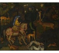 AgaaTi Opera D'arte Su Tela Stampa Immagine la Visione di Sant'Eustachio di Antonio Pisanello Per Decorazioni Per La Casa 60x90cm