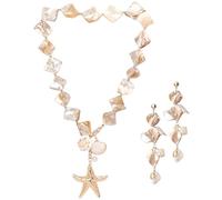 AgagaQx Collana Conchiglie Donna - 2 Pezzi, Set Collana Stella Marina e Conchiglia, Orecchini in Conchiglie Naturali, Stile Boho Bohemien, Gioielli Estivi da Spiaggia per Vacanze al Mare