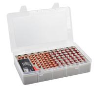 Againmore Scatola organizer per batterie con tester per batteria, contenitore per garage per oltre 120 batterie AA AAA al litio 3 V CR123 LR44 CR2016 CR1632 CR2032 CR2025 (batterie non incluse)