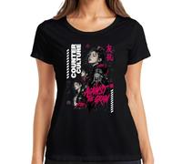 Against The Grain Anime Cyberpunk Japan Y2K - Maglietta da donna, Nero , M
