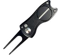 Against The Grain Strumento 5 in 1 in metallo nero con marcatore magnetico per palline, include strumento di riparazione Divot e marcatore per palline da golf, design compatto durevole per uomini e