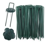 AGAKY Picchetti per Giardino Verde - 45 Pezzi Zincato Antiruggine a Forma di U e 10 Rondelle - per Telo Pacciamatura, Erba Sintetica, Telo di Copertura (Ø 3 mm, 6")")