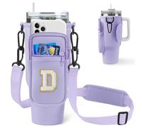 Aganmi Borsa a tracolla con iniziale glitterata con tasca per telefono per accessori Stanley per tazze Stanley, da 1,18 l, borsa porta bottiglia d'acqua con tracolla, regalo personalizzato per donne e
