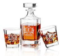 Aganmi Set di decanter per whisky personalizzato con 2 bicchieri, decanter per liquori senza piombo con incisione laser, set regalo per uomo, bottiglia di vetro da 750 ml, accessori da bar per papà