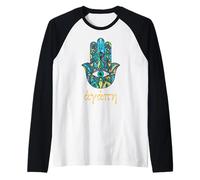Agape Significa Amore in Greco con Il Tradizionale malocchio Greco Maglia con Maniche Raglan